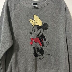 ✂️✂️Disney Gray Sweatshirt Minnie Mouse w/Gold Bow